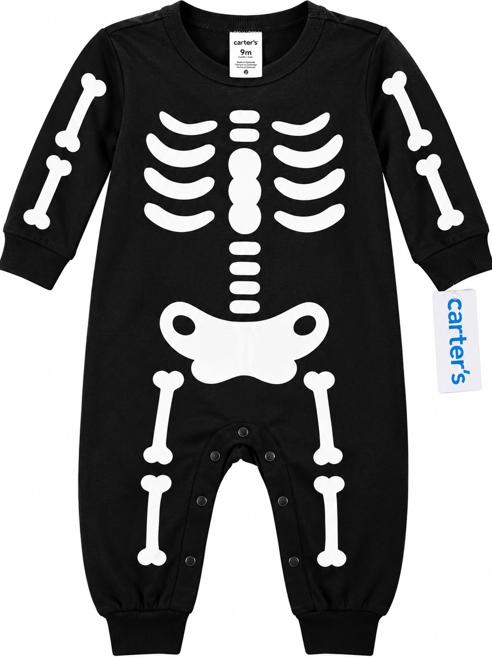 Carter's Black & White Skeleton Print Baby One-Piece Footie